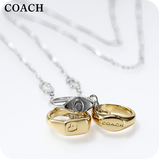 コーチ ネックレス レディース ブランド COACH ペンダント リング 3連 541356TWO975 シルバー ゴールド アクセサリー