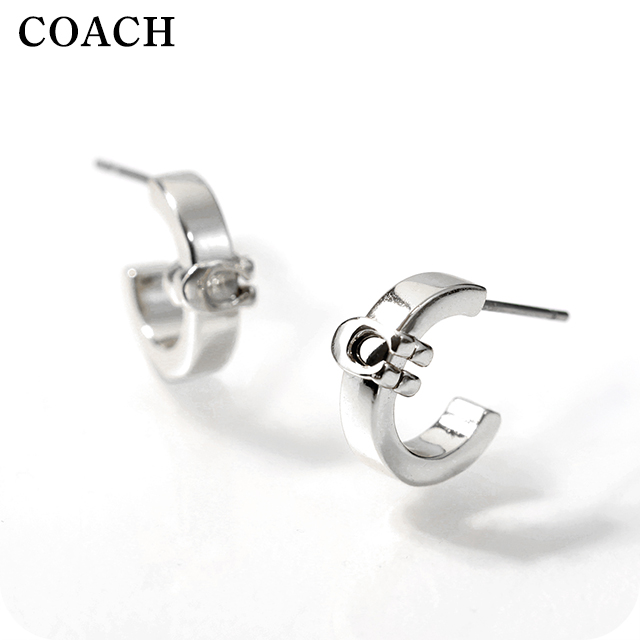 コーチ職 ピアス レディース ブランド名 COACH ロゴタイプ スタッド 両耳用 560724RHO030 しろがね色 付属品