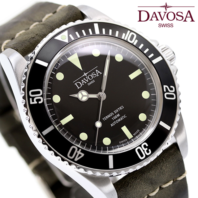 ダボサ テルノス シックスティズ 自動巻き 腕時計 ブランド メンズ DAVOSA 161.525.55 アナログ ブラック グレー 黒 スイス製の通販は 78,650円