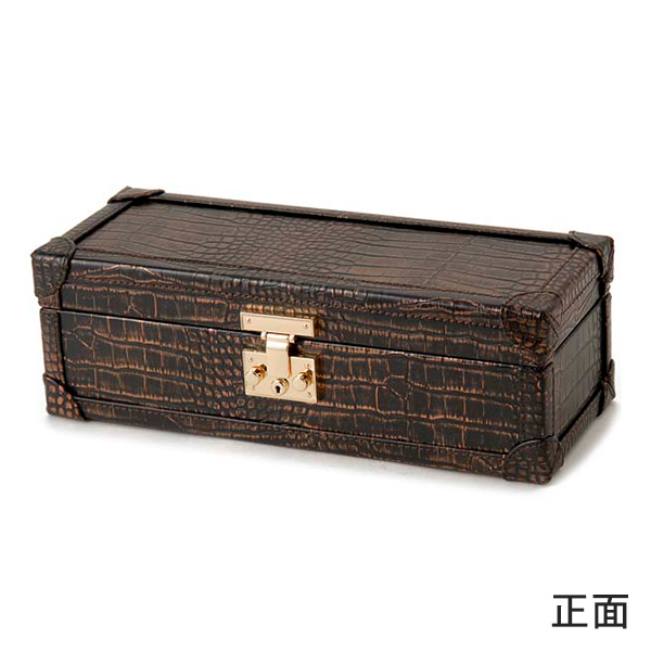 ロイヤルハウゼン コレクションボックス 牛革クロコ型押し4本収納 牛革 クロコダイル型押し SWB001-4 Royal hausen ダークブラウン_1