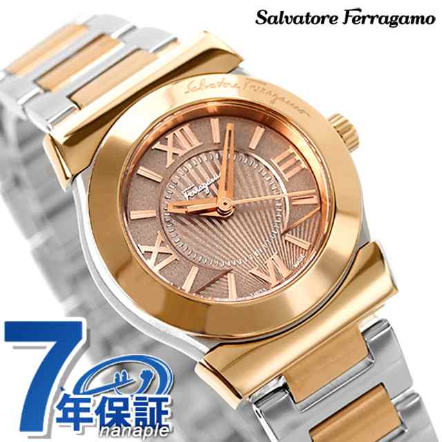 サルヴァトーレフェラガモ ヴェガ 27mm クオーツ レディース 腕時計 FI5040015 Salvatore Ferragamo ブラウン  ピンクゴールド-評価が高い