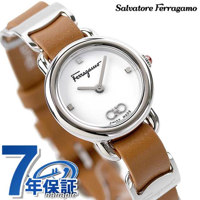 サルヴァトーレ フェラガモ バリナ クオーツ 腕時計 レディース 革ベルト Salvatore Ferragamo SFHT01222 アナログ ホワイト ライトブラウン 白 スイス製の通販は