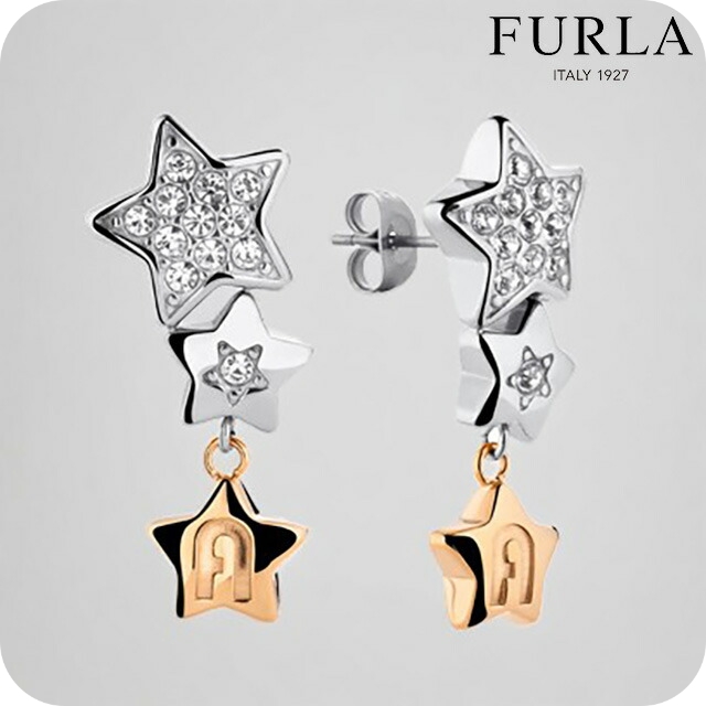 フルラ ピアス レディース ブランド FURLA スターズ イヤリング ステンレススチール(ピンクゴールドPVD) スタッド 星 両耳用 FJ6007ETU シルバー ピンクゴールド アクセサリーの通販は