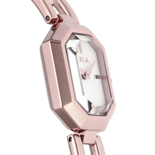 オクタゴナル型アナログ時計 ゴールド K10 スイス製手巻き時計(バンド