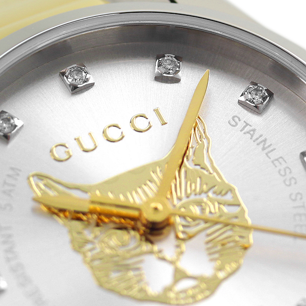 グッチ Gタイムレス 27mm スイス製 クオーツ レディース 腕時計 YA1265016 GUCCI シルバー×ゴールド_5