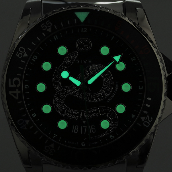 グッチ ダイヴ 45mm スネーク 蛇 腕時計 ブランド メンズ YA136218 GUCCI ブラック_6