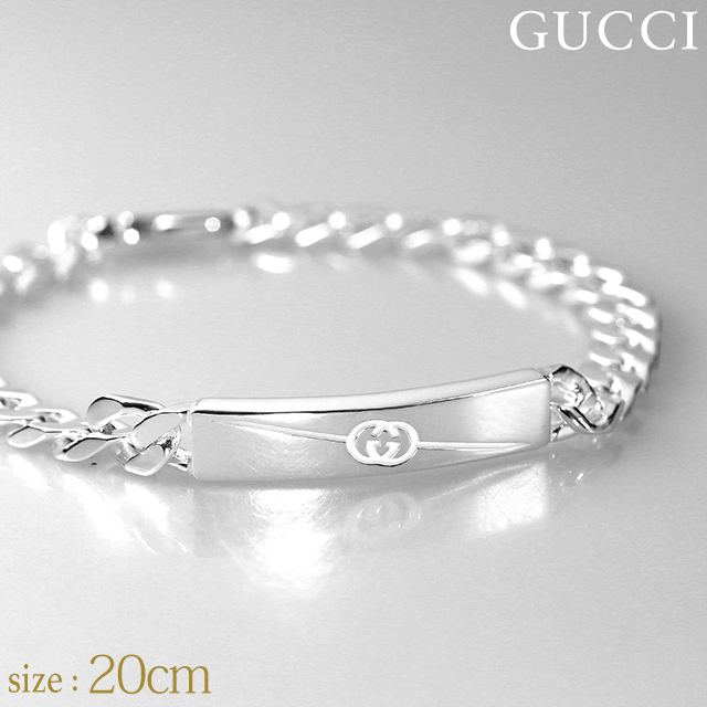 グッチ ブレスレット メンズ レディース ブランド GUCCI ダイアゴナル インターロッキングG スターリングシルバー 774054 J8400 8106 20cm シルバー アクセサリー