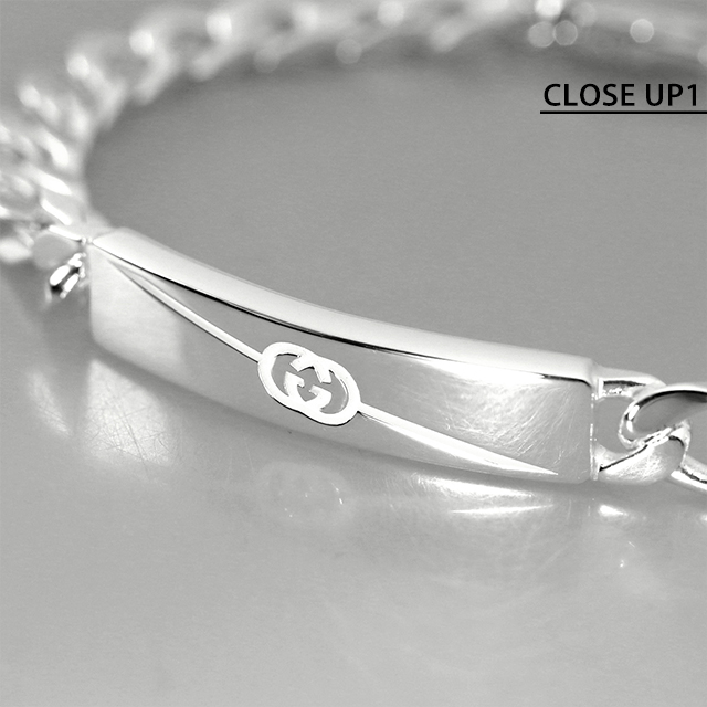 グッチ ブレスレット メンズ レディース ブランド GUCCI ダイアゴナル インターロッキングG スターリングシルバー 774054 J8400 8106 20cm シルバー アクセサリー_2