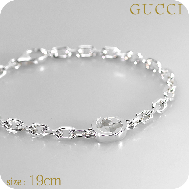 グッチ ブレスレット メンズ ブランド GUCCI インターロッキング チェーン 796351-J8400-8106-19 シルバー アクセサリー