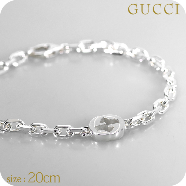 グッチ ブレスレット メンズ ブランド GUCCI インターロッキング チェーン 796351-J8400-8106-20 シルバー アクセサリー
