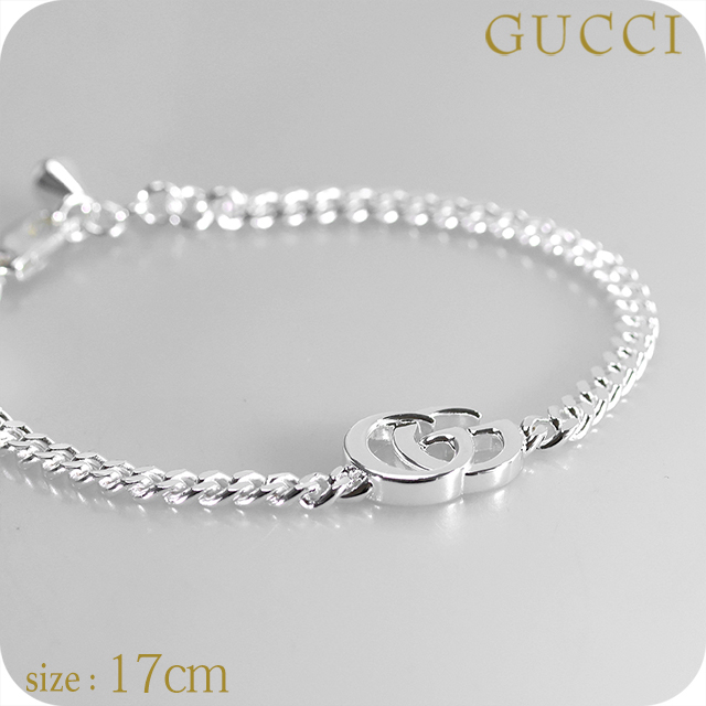 グッチ ブレスレット メンズ ブランド GUCCI ダブルG チェーン 814917-J8400-8106-17 シルバー アクセサリー