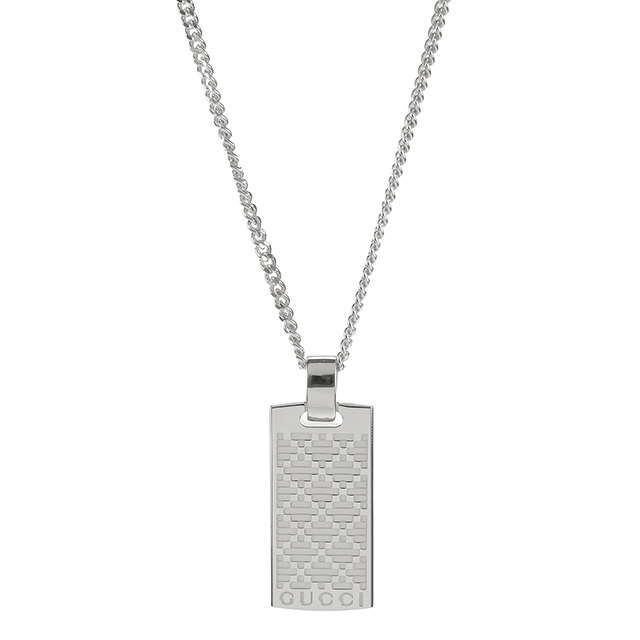 グッチ ネックレス メンズ レディース ブランド GUCCI ディアマンテ プレート ロゴ 843607 J8400 0818 シルバー アクセサリー_1