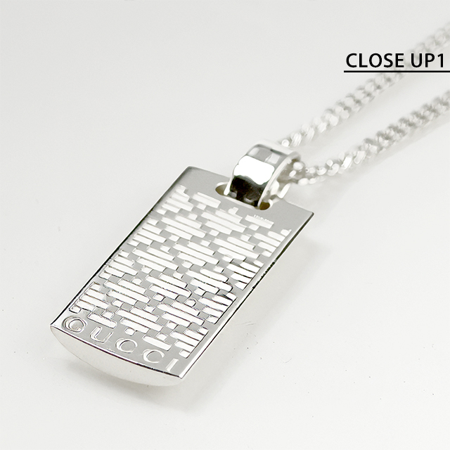 グッチ ネックレス メンズ レディース ブランド GUCCI ディアマンテ プレート ロゴ 843607 J8400 0818 シルバー アクセサリー_2