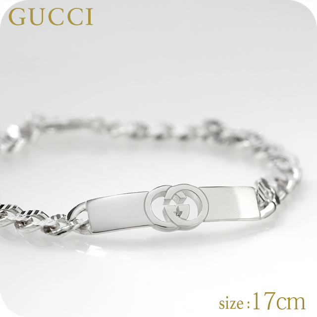 グッチ ブレスレット メンズ レディース ブランド GUCCI インターロッキング チェーン ロゴ 853978 J8400 0818 シルバー アクセサリー