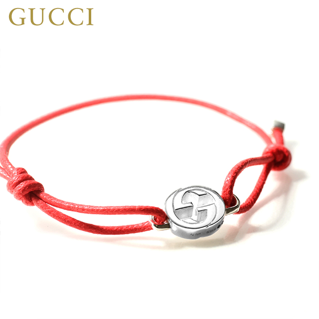 グッチ ブレスレット メンズ レディース ブランド GUCCI インターロッキング ロゴ A002MN JAAFV シルバー レッド アクセサリー