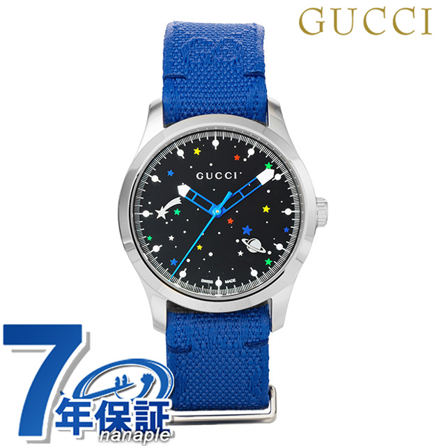 グッチ ジータイムレス クォーツ 電池式 腕時計 ブランド レディース GUCCI YA1264183 アナログ ブラック ブルー 黒 スイス製 高級 おしゃれ 防水 軽い 華奢 かわいい プレゼント 女性 実用的