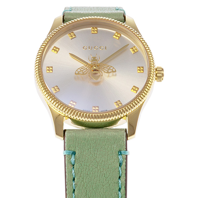 グッチ ジータイムレス クォーツ 電池式 腕時計 ブランド レディース GUCCI YA1265040 シルバー グリーン スイス製 高級 おしゃれ 防水 軽い 華奢 かわいい プレゼント 女性 実用的_2