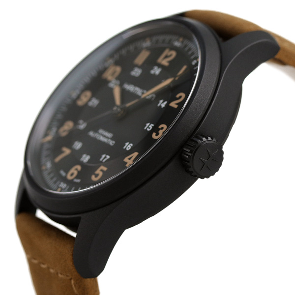 ハミルトン カーキ フィールド オート 42mm チタン 自動巻き メンズ 腕時計 H70665533 HAMILTON ブラック×ブラウン_2