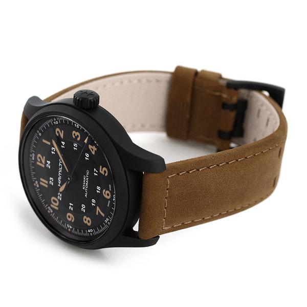 ハミルトン カーキ フィールド オート 42mm チタン 自動巻き メンズ 腕時計 H70665533 HAMILTON ブラック×ブラウン_3