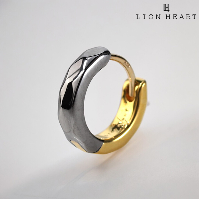 ライオンハート ピアス メンズ ブランド LION HEART フォーギフト スターリングシルバー フープ 片耳用 01EA0991BY ガンメタル ゴールド アクセサリーの通販は