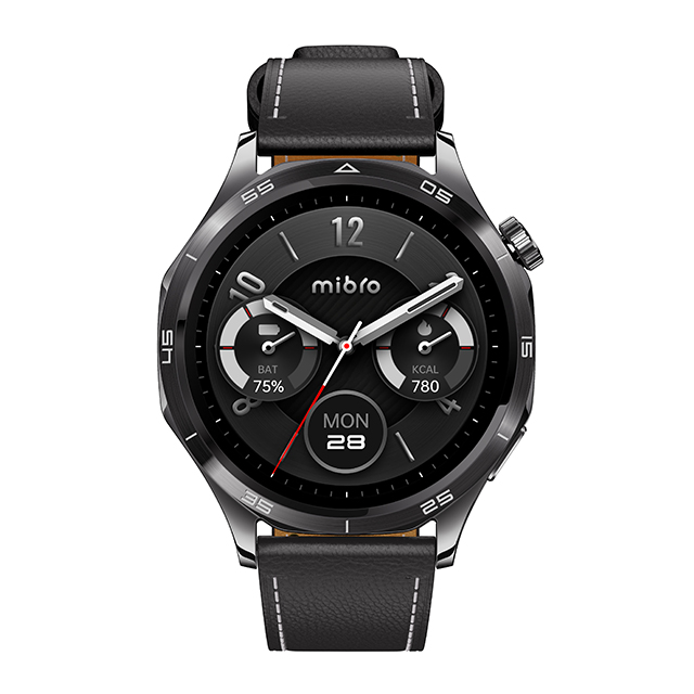 ミブロ Watch GT ダークターニッシュ 充電式クォーツ スマートウォッチ ブランド メンズ Bluetooth 替えベルト mibro SP380017-C240 デジタル ブラック 黒_1