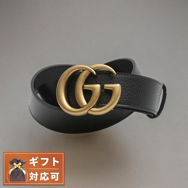 グッチ GUCCI ベルト 406831-DJ20T-1000-100 メンズ ブラック ゴールド カーフスキンレザー マーモント ダブルGバックル ベルトの通販は