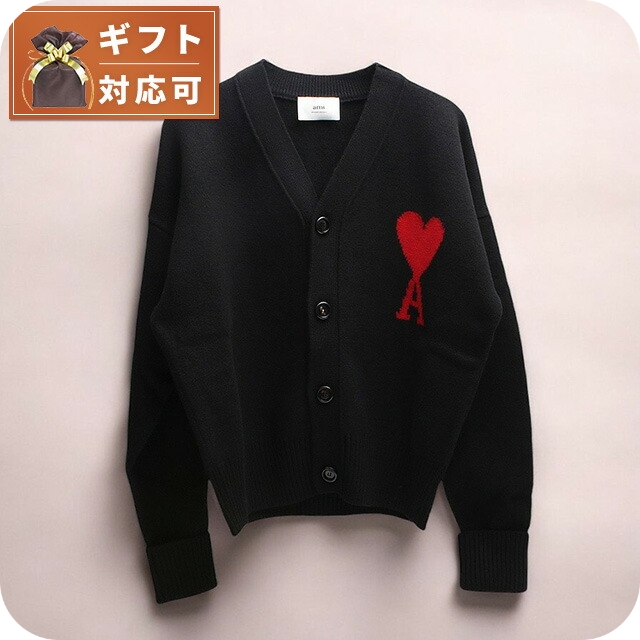 アミ パリス Ami Paris カーディガン BFUKC002-018-M アミパリ メンズ ブラック カーディガン