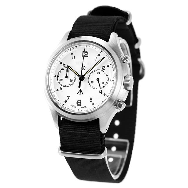 ナバルウォッチ NAVAL MILITARY WATCH British ROYAL Airforce Chronograph TYPE クォーツ 電池式 腕時計 ブランド メンズ クロノグラフ NAVAL WATCH Mil-07SV/WH アナログ ホワイト 白 日本製 おしゃれ 防水 プレゼント 男性 実用的_1