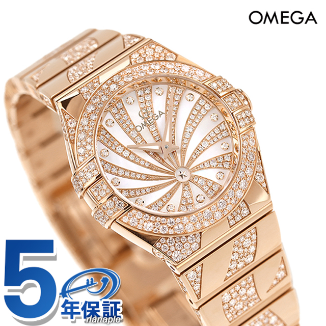 オメガ コンステレーション 27mm クオーツ 腕時計 ブランド レディース ダイヤモンド OMEGA 123.55.27.60.55.011 アナログ ホワイト レッドゴールド スイス製の通販は