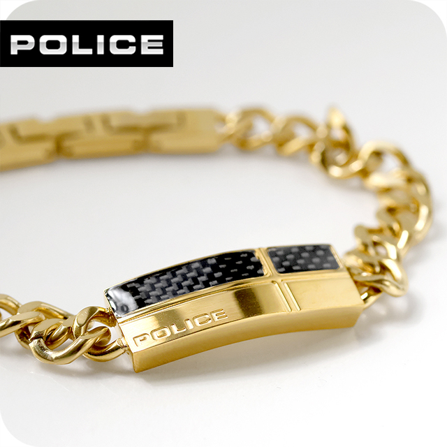 ポリス ブレスレット メンズ ブランド POLICE FIBERSKIN プレート GB0081802 ゴールド アクセサリー