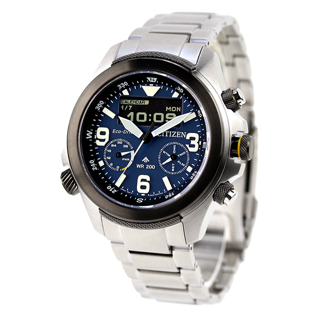 シチズン プロマスター ランド 光発電エコドライブ 腕時計 メンズ クロノグラフ ソーラー CITIZEN PROMASTER JV1006-51L アナデジ ブラック ブルー 黒 ブランド おしゃれ 防水 文字盤 大きい プレゼント 男性 実用的_1