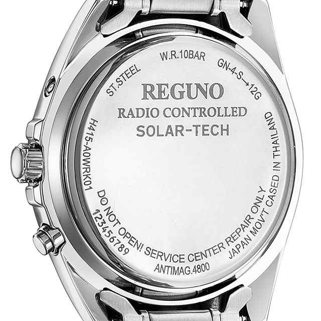 レグノ REGUNO 腕時計 電波 ソーラー H415-S057515 黒文字盤