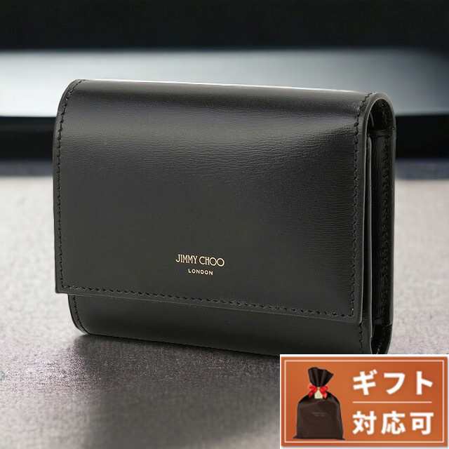 ジミーチュウ JIMMY CHOO MARINDA TAZ BLACK LIGHT GOLD マリンダ 三つ折り財布 ミニ財布 ブラック レディース MARINDA TRI-FOLD WALLET