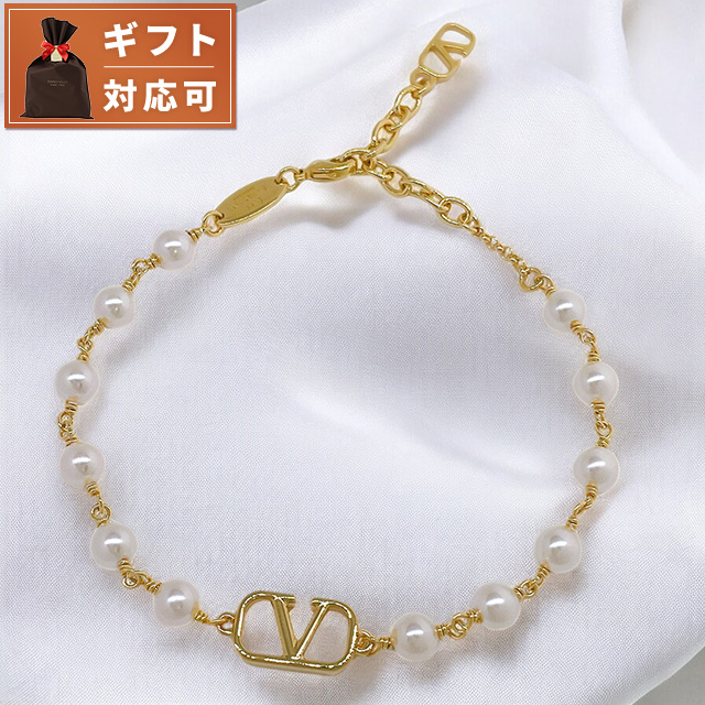 ヴァレンティノ VALENTINO 5W2J0G16 UXM 23R Vロゴ シグネチャー パールビーズ ブレスレット ゴールド/クリーム レディース アクセサリー VLOGO SIGNATURE PEARL BRACELET ブランドの通販は