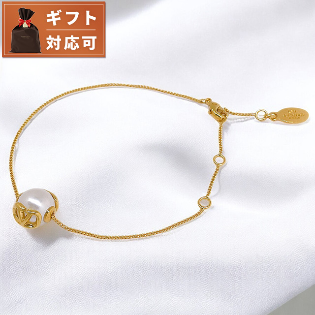 ヴァレンティノ VALENTINO 5W2J0W82 DHC 0O3 Vロゴ シグネチャー メタル レジンパール ブレスレット ゴールド/クリーム レディース アクセサリー VLOGO SIGNATURE PEARL BRACELET ブランドの通販は 25,394円