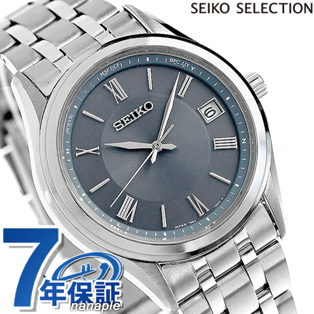 SEIKO◇ソーラー腕時計/アナログ/チタン/GRY/SLV/7B72-0AD0//