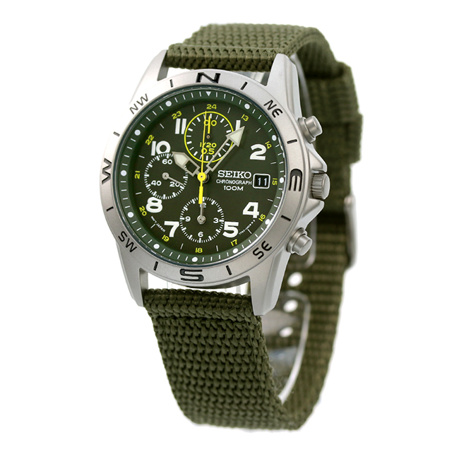 SEIKO 逆輸入 海外モデル 高速クロノグラフ SND377P2 (SND377R) メンズ 腕時計 クオーツ カーキ ナイロンベルト_1