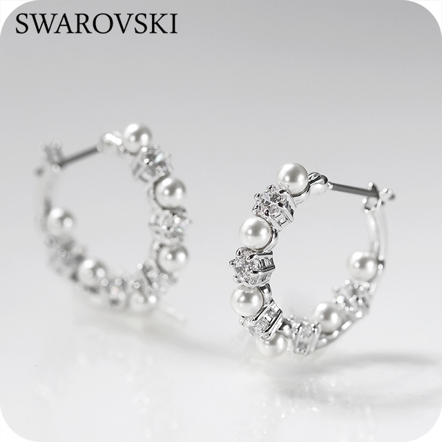 スワロフスキー ピアス レディース SWAROVSKI Matrix フープ 両耳用 5709256 シルバー アクセサリー ジュエリー ブランド 高級 おしゃれ プレゼント 女性 実用的 かわいい