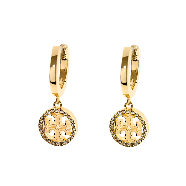 トリーバーチ ピアス レディース ブランド TORY BURCH MILLER PAVE HUGGIE HOOP EARRING フープ 両耳用 87041-783 Tory Gold アクセサリー_1