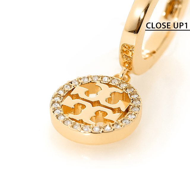 トリーバーチ ピアス レディース ブランド TORY BURCH MILLER PAVE HUGGIE HOOP EARRING フープ 両耳用 87041-783 Tory Gold アクセサリー_2