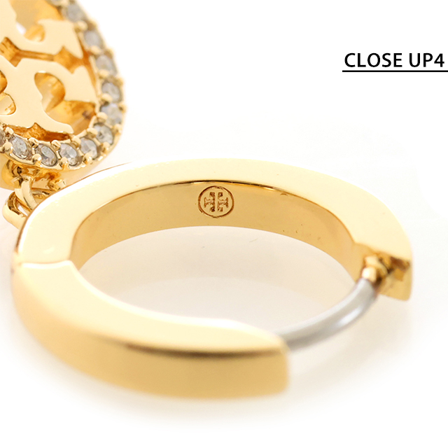 トリーバーチ ピアス レディース ブランド TORY BURCH MILLER PAVE HUGGIE HOOP EARRING フープ 両耳用 87041-783 Tory Gold アクセサリー_5