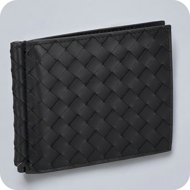 ボッテガ・ヴェネタ 二つ折り財布 メンズ ブランド BOTTEGA VENETA イントレチャート レザー 123180 V47W1 8966 ブラック