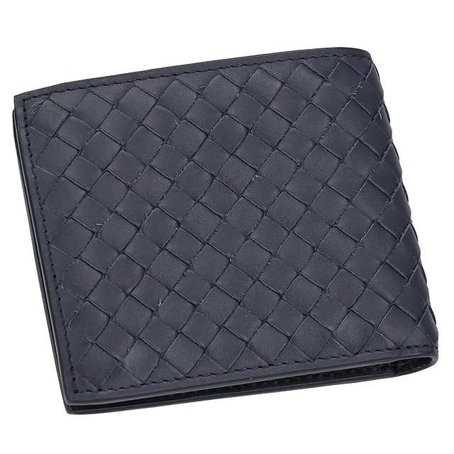 ボッテガ・ヴェネタ 二つ折り財布 メンズ ブランド BOTTEGA VENETA イントレチャート レザー 193642 V47W1 8838 ネイビー_1