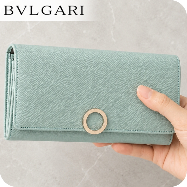 ブルガリ 長財布 レディース ブランド BVLGARI レザー 287271 GLATU ターコイズ