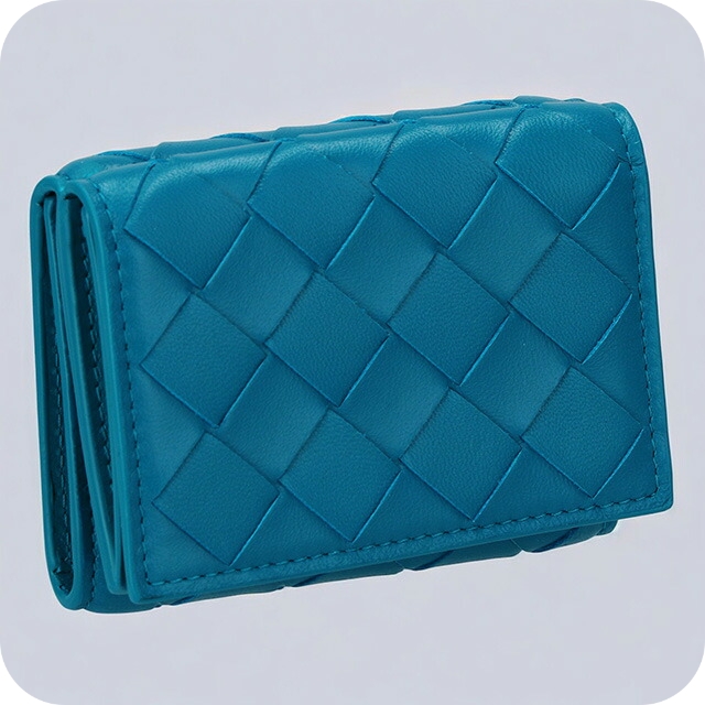 ボッテガ・ヴェネタ 三つ折り財布 レディース ブランド BOTTEGA VENETA イントレチャート 609285 VCPP2 4403 ブルー