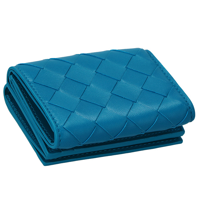ボッテガ・ヴェネタ 三つ折り財布 レディース ブランド BOTTEGA VENETA イントレチャート 609285 VCPP2 4403 ブルー_2
