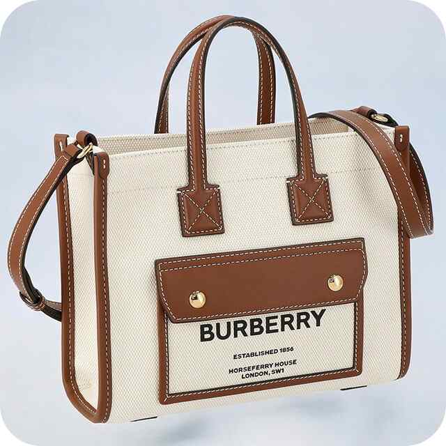 バ−バリ− ハンドバッグ レディース ブランド BURBERRY 8044143 ホワイト/ブラウン