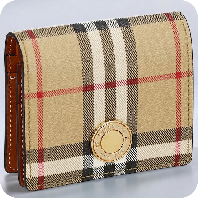 バ−バリ− 二つ折り財布 レディース ブランド BURBERRY チェック 8094425 ベージュの通販は