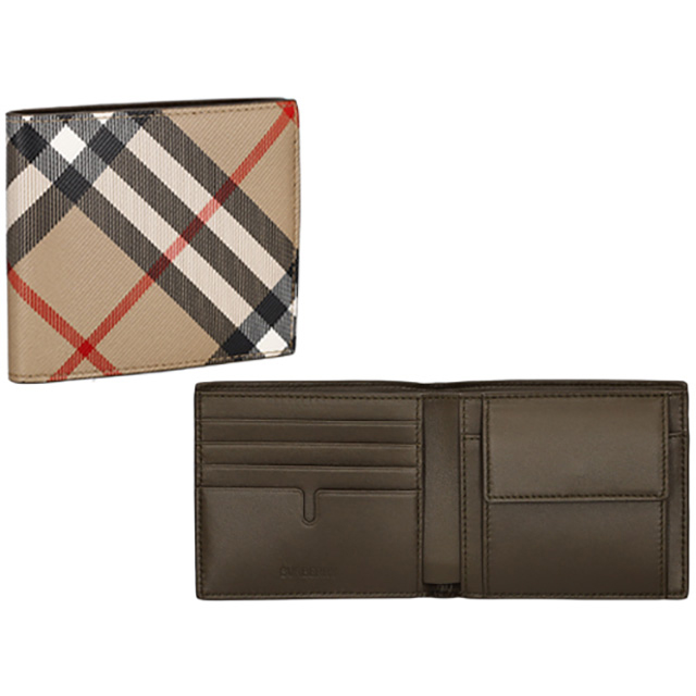 バ−バリ− 二つ折り財布 メンズ ブランド BURBERRY チェック 8095046 ベージュの通販は