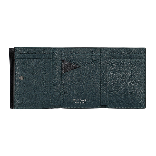 ブルガリ 三つ折り財布 三折財布 レディース ブランド BVLGARI 291681 BLK ブラック/グリーン_3